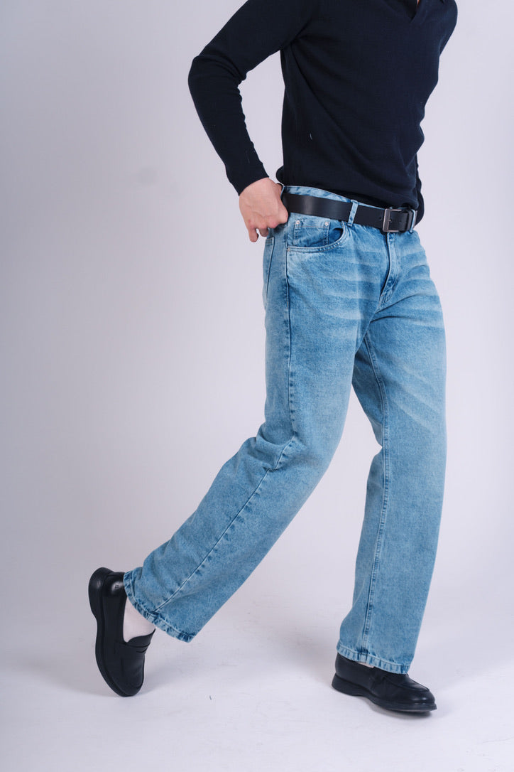 Jean Wide Leg Vintage Medio Bigotes