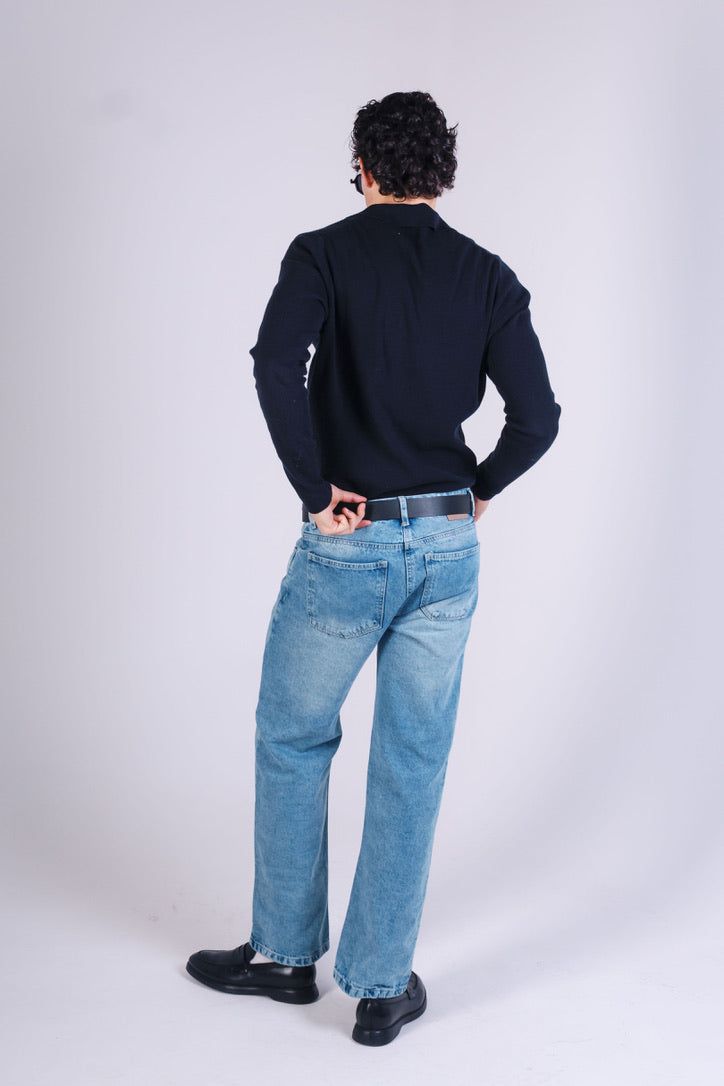 Jean Wide Leg Vintage Medio Bigotes