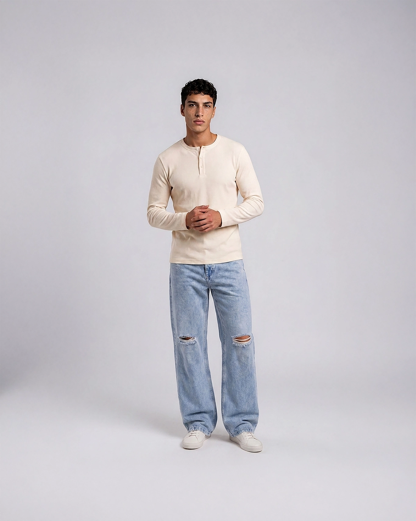 Jean Wide Leg Hielo con Rotos