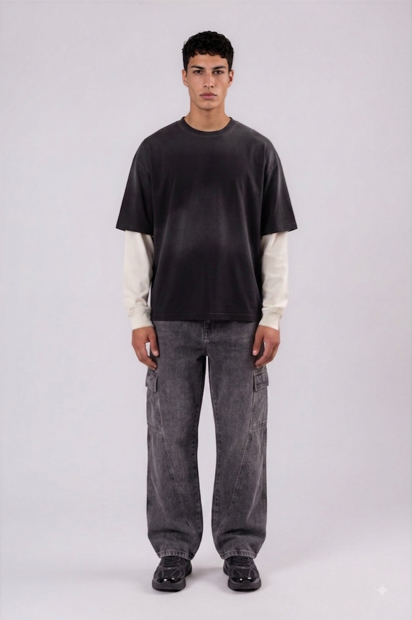 Jean Wide Cargo Gris