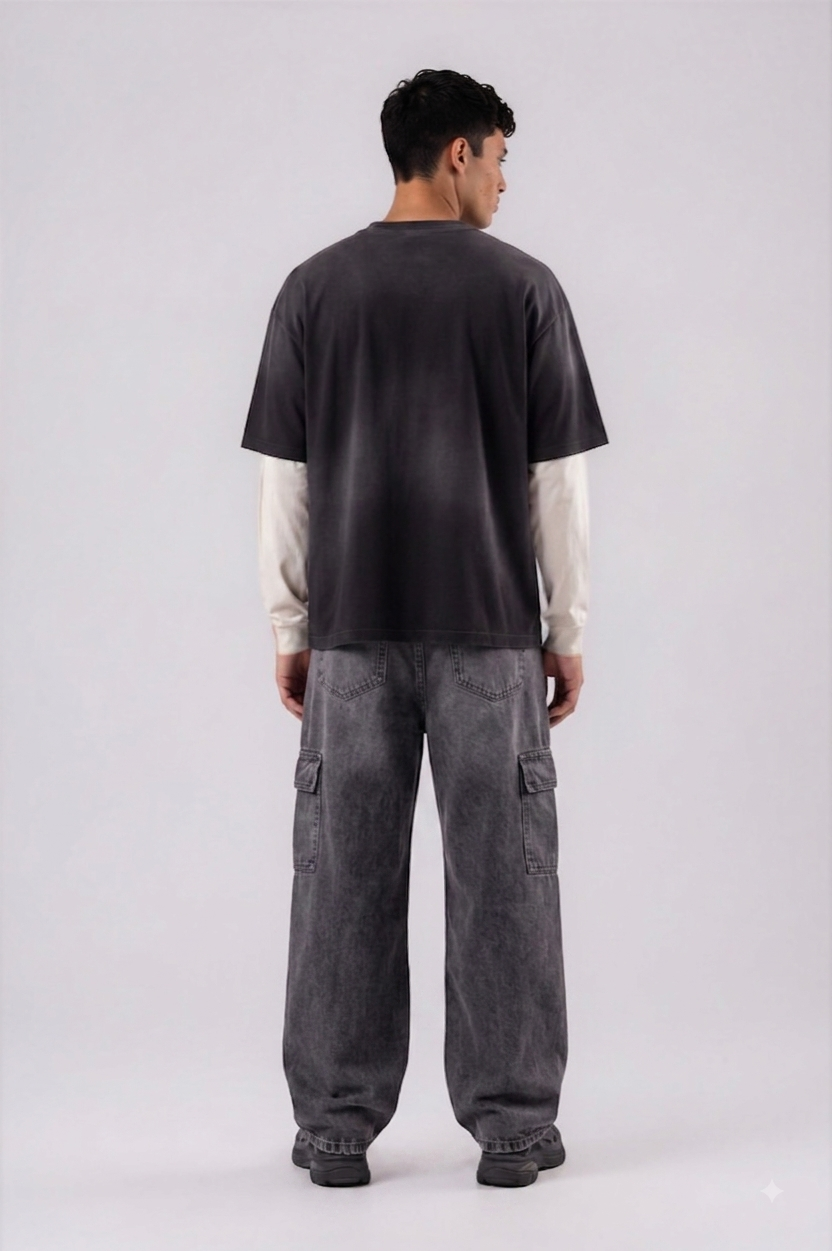 Jean Wide Cargo Gris
