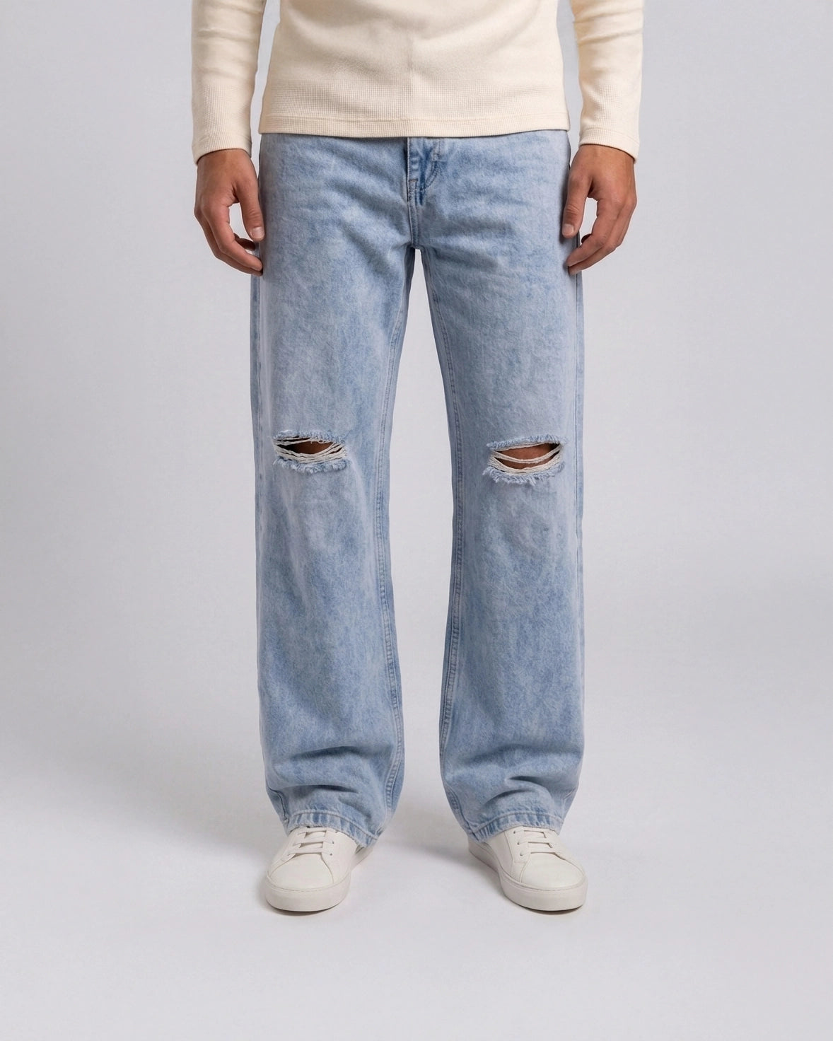 Jean Wide Leg Hielo con Rotos